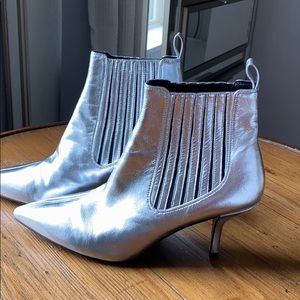 DIANE VON FURSTENBERG booties. Silver!  Love.
